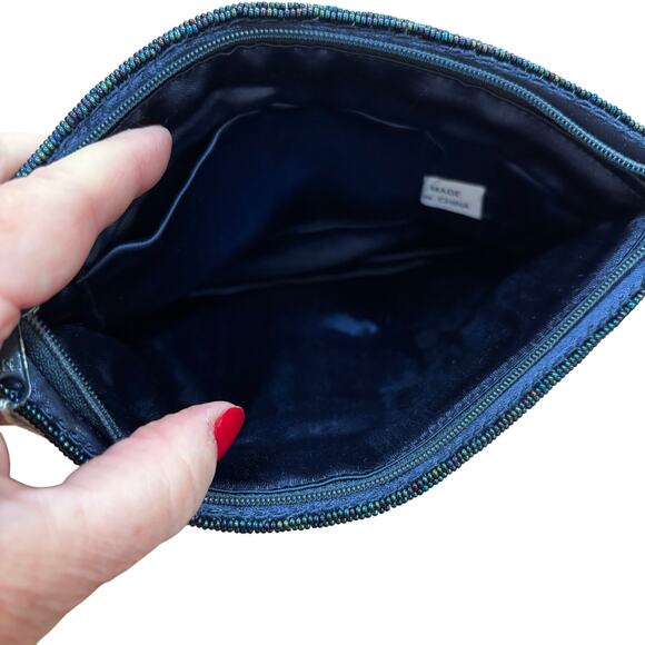 Vintage beaded evening bag black satin shoulderbag NEW tagged Tano 1990’s dressy - Picture 8 of 12